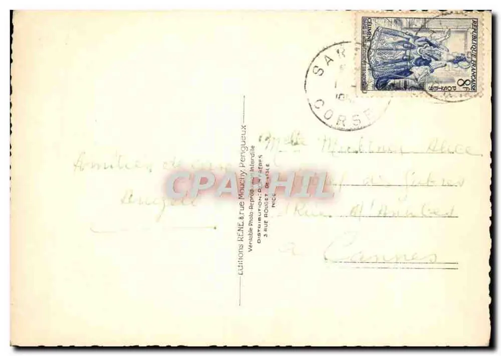 Sartène-Corse : Vista Geral — Éditions RENE, n° 1061 - Verso