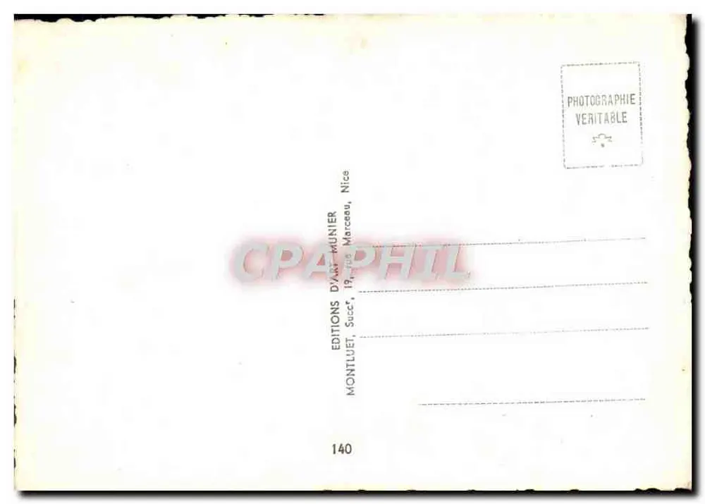 Menton - Sous-Bois au Cap Martin — Edições Montluet-Munier, Nice, n°140 - Verso