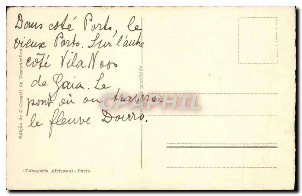 Porto, Aspecto parcial da Cidade e Ponte D. Luiz — Éd. Vasconcellos - Verso