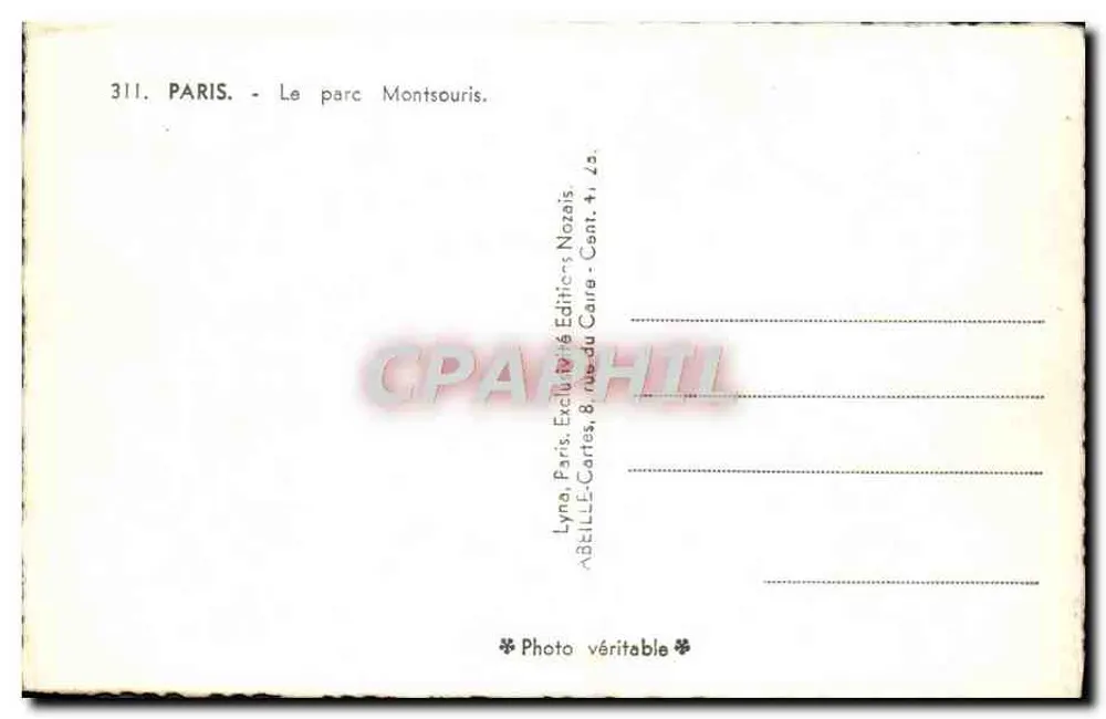 Paris - O parque Montsouris — Éditions Nozais, n°311 - Verso