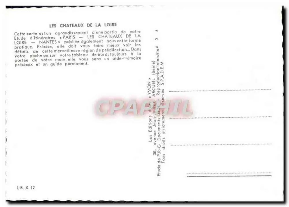 Os Castelos da Loire — Estudo de itinerários — Edições d'Arcueil (Saine) - Verso