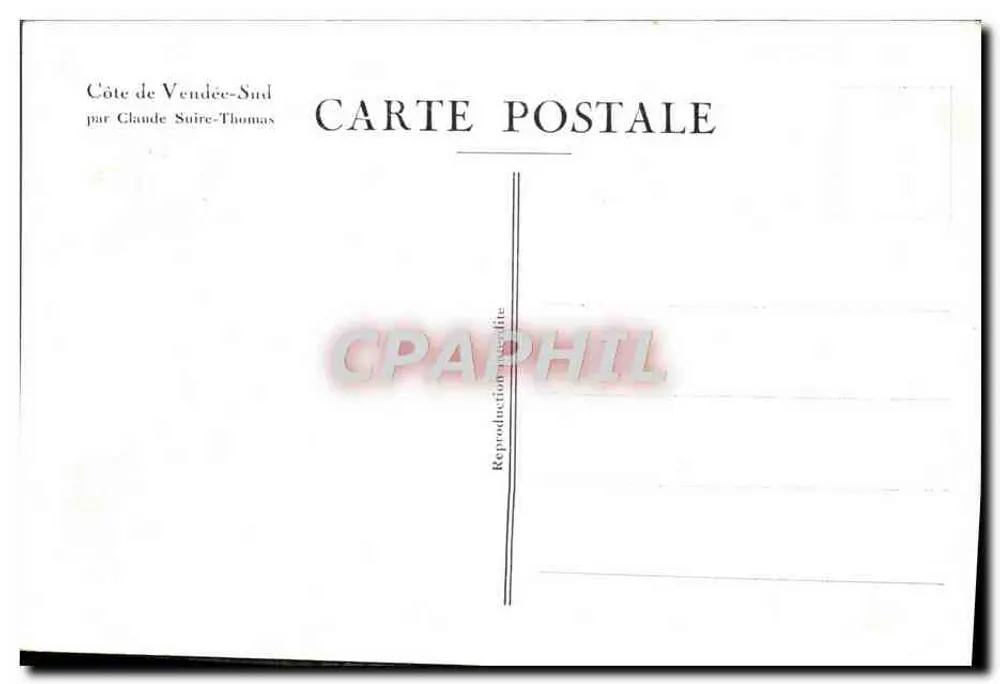 Costa da Vendée-Sul — carta ilustrada — Claude Suire-Thomas - Verso