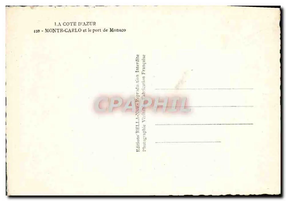 Monte-Carlo — der Hafen von Monaco — Éditions Rellà - Rückseite
