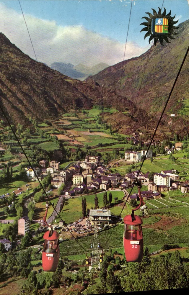 Andorra — Vista aérea do teleférico — editor Laminograf, n° 908 - Frente