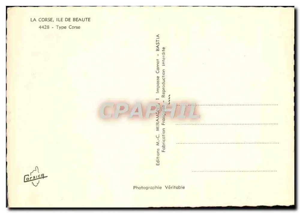 Tipo Córsega — Córsega — Edições M.-C. Miramont, Bastia - Verso