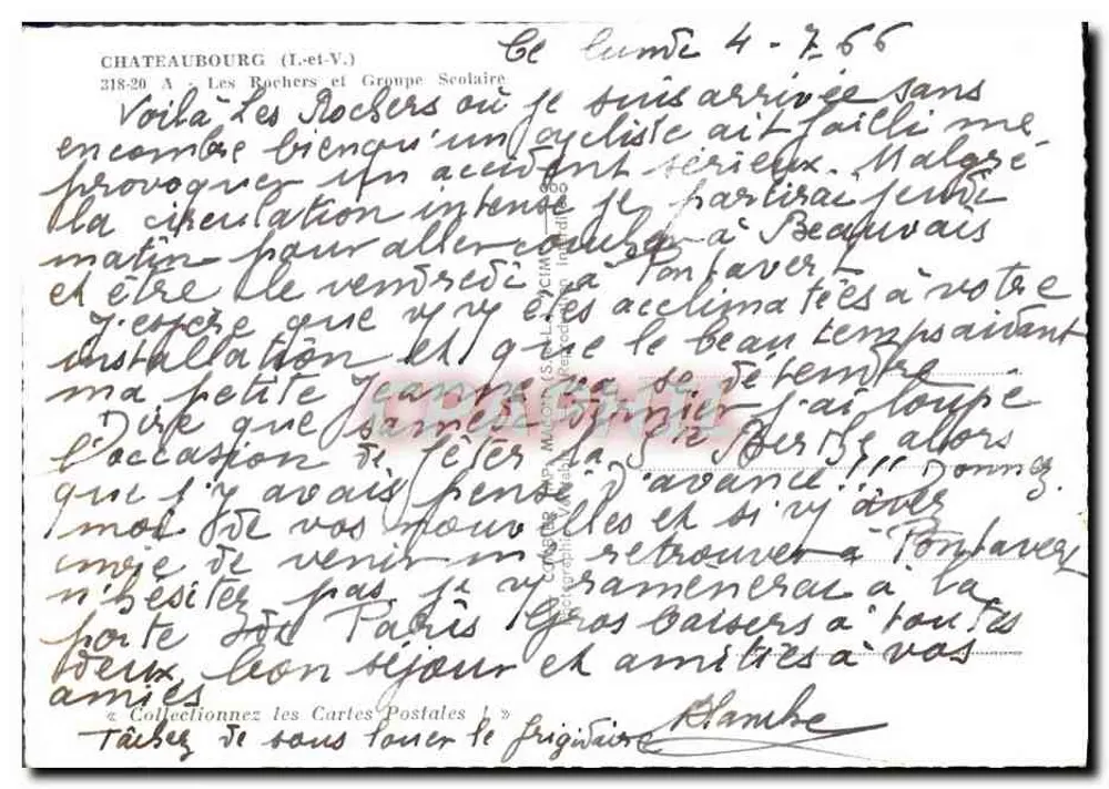 Châteaubourg (Loir-et-Cher) — Die Felsen und Schule — Verlag Antike Ansichtskarte 218-20 - Rückseite