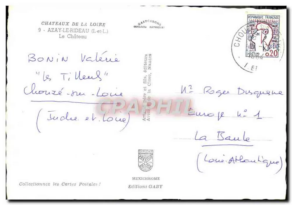 Schloss Château-Landon — Azay-le-Rideau — Gabychrone, Nantes - Rückseite
