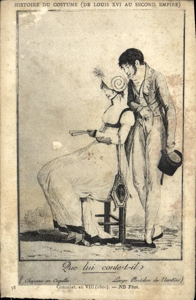 Geschiedenis van de kleding (van Lodewijk XVI tot het Tweede Keizerrijk) — Kleding van het Consulaat, jaar VIII (1800) — ND Pboi, nr. 58 - Voorkant