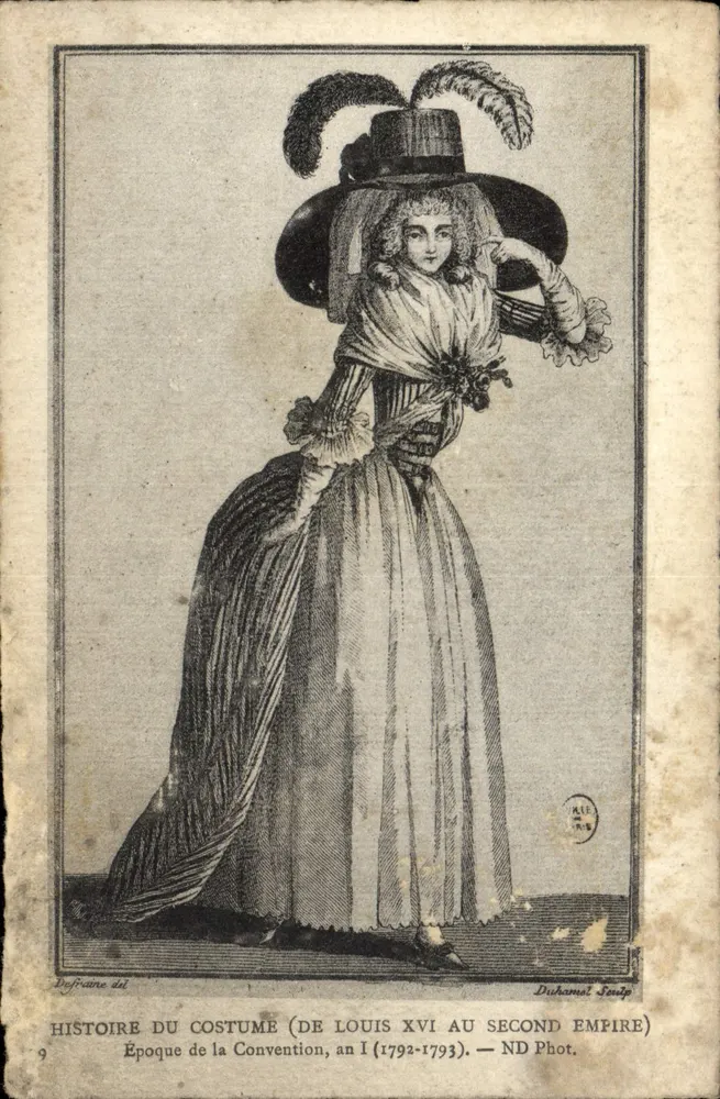 혁명 의회 시대의 여성 복장, 1년 (1792-1793) — 복장의 역사 — ND Phot. - 앞면