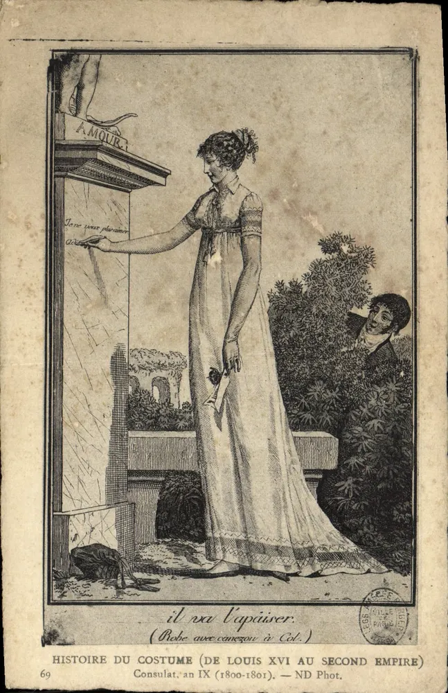Geschichte des Kleidungsstils (von Louis XVI bis zum Zweiten Kaiserreich) — Konsulat, Jahr IX (1800-1801) — ND Phot. — n°69 - Vorderseite