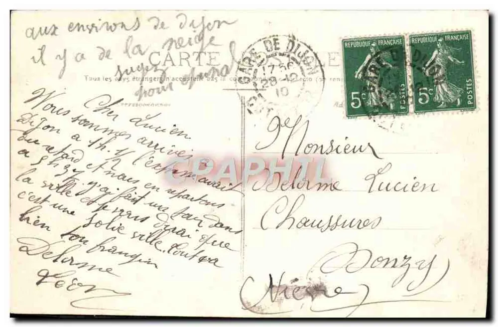 Dijon — Place du Théâtre — Caisse d'Epargne — Aubert, Verlag 10 r. Liberté, Dijon - Rückseite