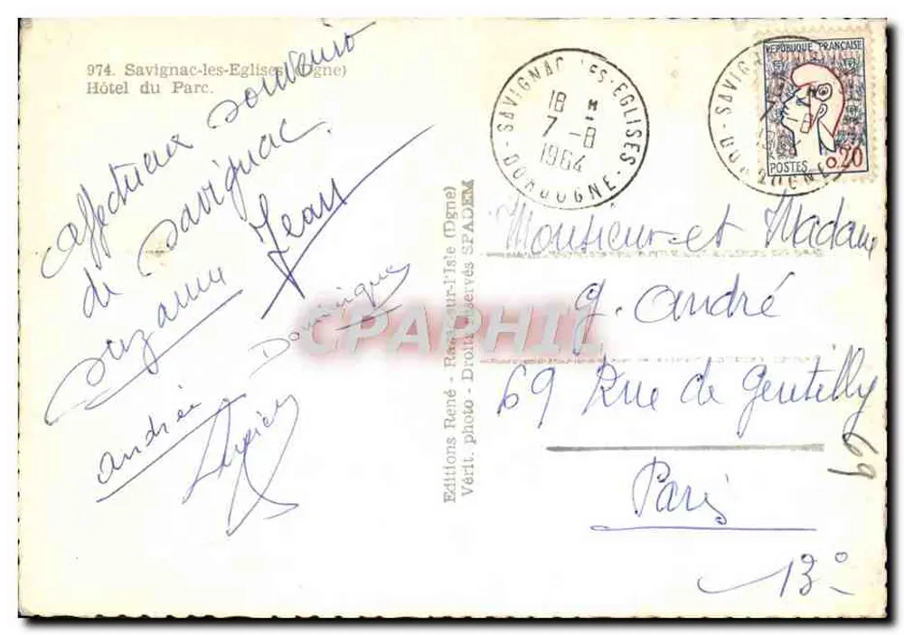 Savignac-les-Eglises — Hôtel du Parc — Éditions René - Droit d'images SPADER - Rewers