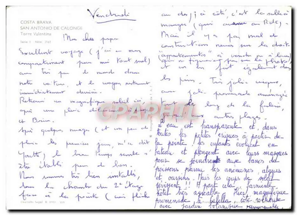 Costa Brava — San Antonio de Calonge — Torre Valentina — Série II N°2761 - Verso