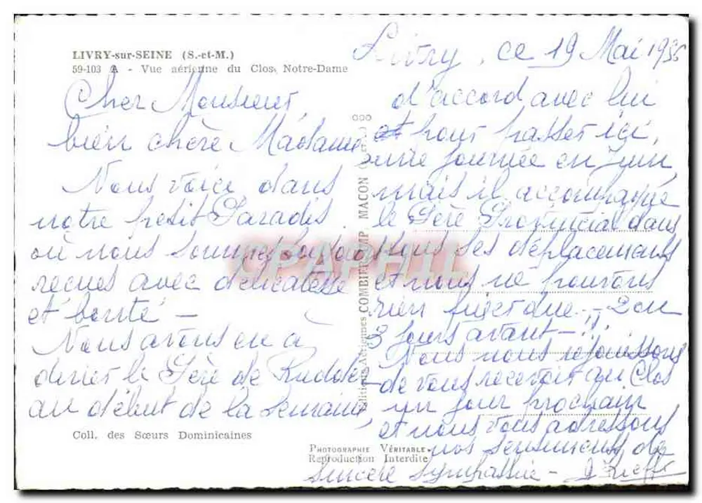 Stadt Livry-sur-Seine — Luftbild des Clos Notre-Dame — Verlag: Phototypie Combattant - Rückseite