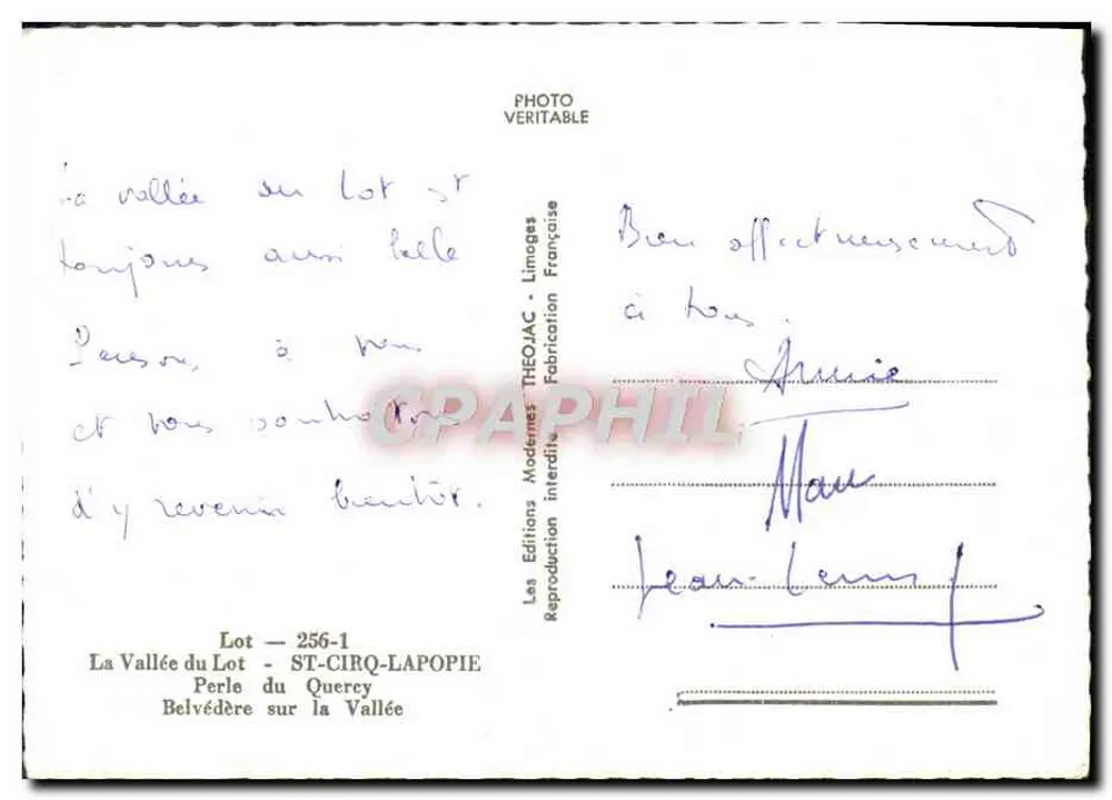 Die Lot-Tal — Perle des Quercy — ST-CIRQ-LAPOPIE — Théojac-Editionen - Rückseite