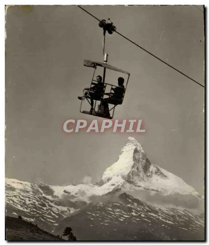 Sessellift Zermatt-Sunnegga — avec le Matterhorn — éditeur Thor-E. Gyder - Frente