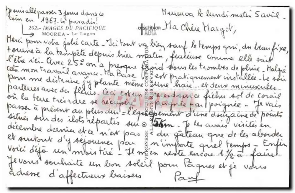 Moorea - Der Lagunen — Bilder des Pazifiks, Nr. 202, Verlag ADIA - Rückseite
