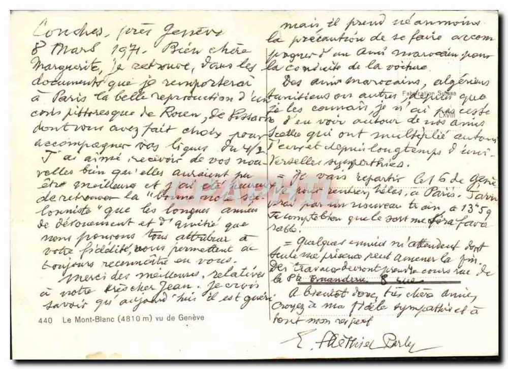 O Mont-Blanc (4810 m) visto de Genebra — Fabricação Suíça n° 440 - Verso