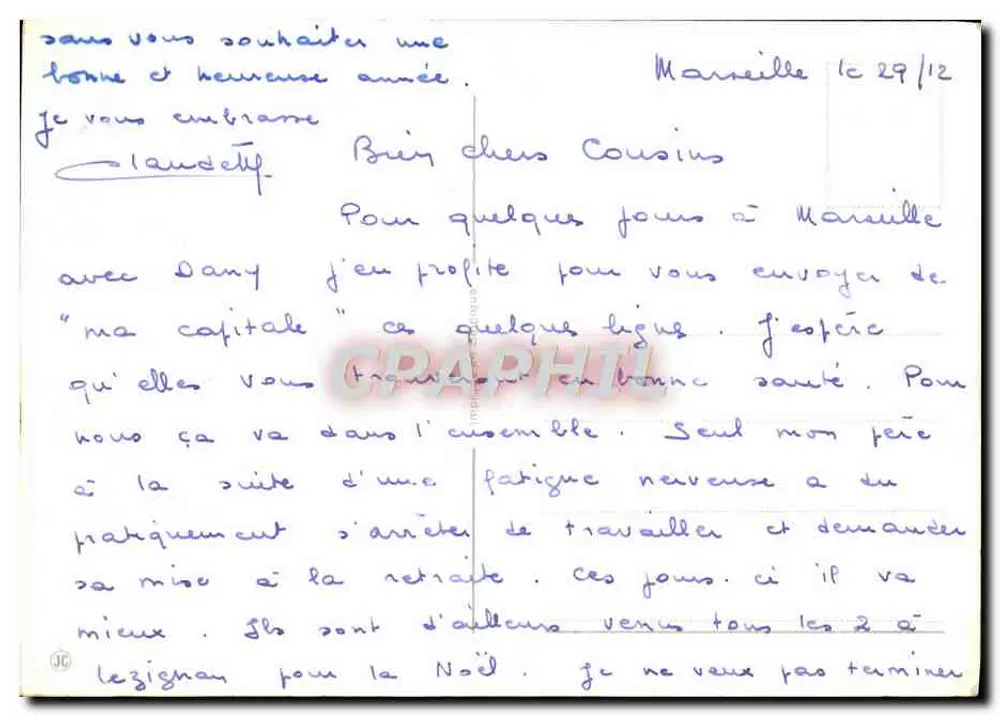 Paisagem invernal sob a lua — Boa Ano — editor desconhecido - Verso