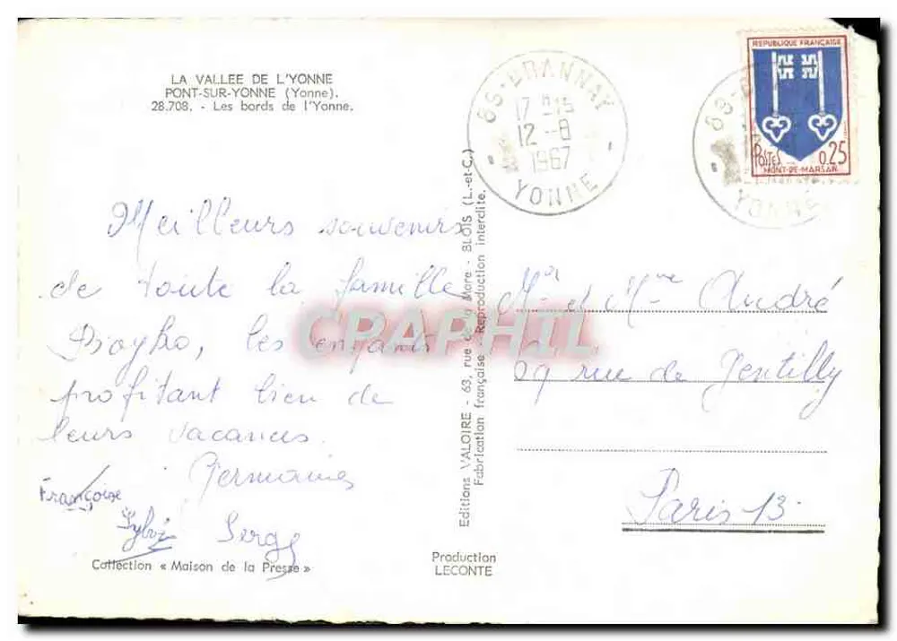 Die Ufer der Yonne — Pont-sur-Yonne — Éditions Valoire - Rückseite