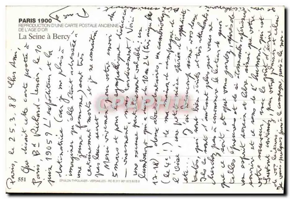 Die Seine bei Bercy — Die Seine durch Paris — Verlag A. & C. Angonin, Paris - Rückseite