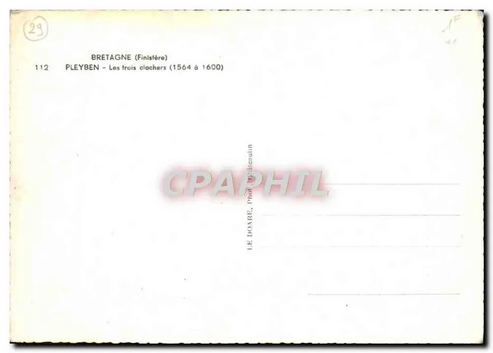 प्लेबेन — तीन घंटीघर (1564 से 1600) — ले डोअरे, फोटो फाइडेनुलिन, संख्या 112 - पीछे