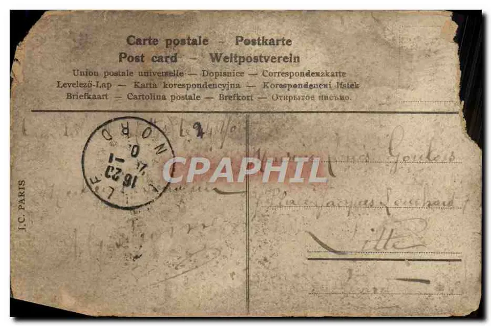 Fischer und Frau unter Schilf — Universal Postal Union — Verlag I.C. PARIS - Rückseite