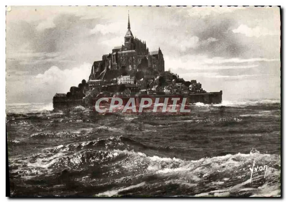 Monte San Michel — Il Monte durante la marea di equinozio — Yvon, n° I B. 3372 - Recto