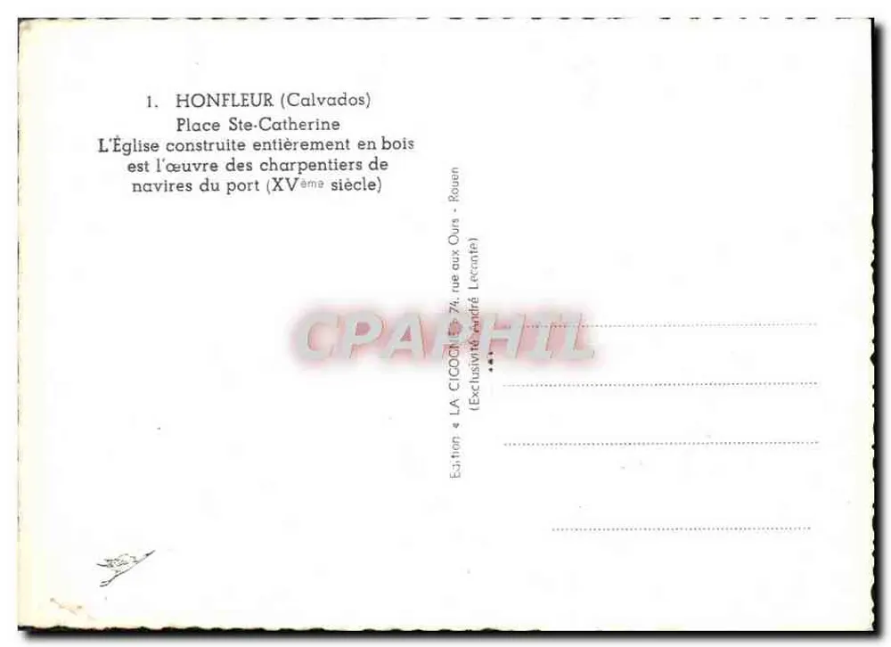 Honfleur (Calvados) — Praça Sainte-Catherine — Igreja de madeira do século XV — Edição La Cigoche - Verso
