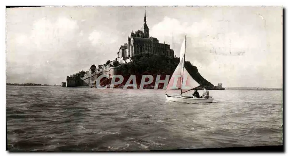 Mont Saint-Michel — Aussicht von der See mit Segelboot — R. Gallois, Artisan, Rue de la Maison - Vorderseite