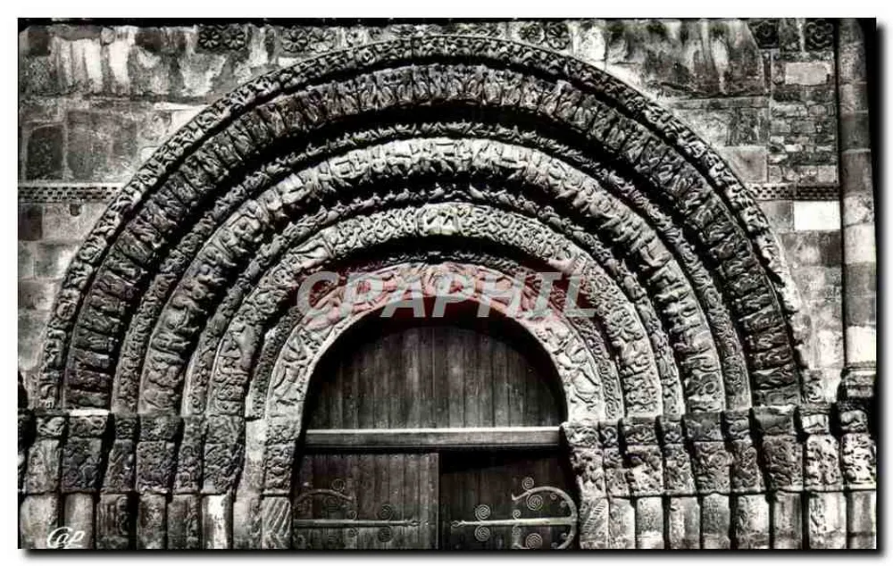 Saintes - Tímpano del Portal central, Abadía de las Damas siglos XI y XII — REA!-PHOTO, 44, rue Letellier, París - Anverso
