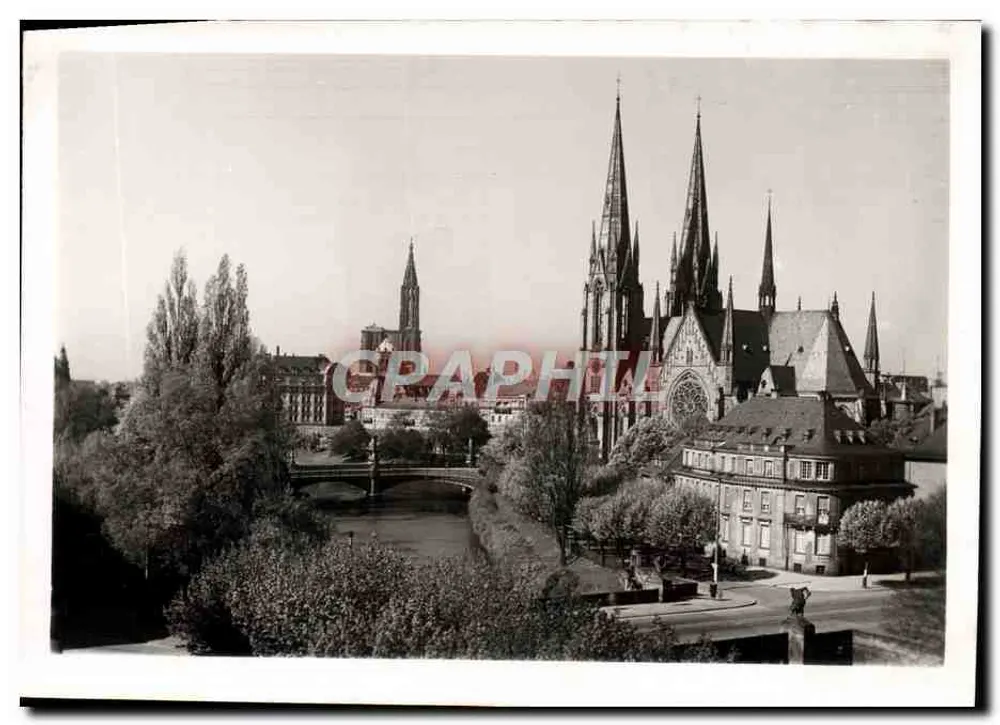 Strasbourg - Kirche Saint-Paul und die Kathedrale — Verleger-Drucker R. Drussel - Vorderseite