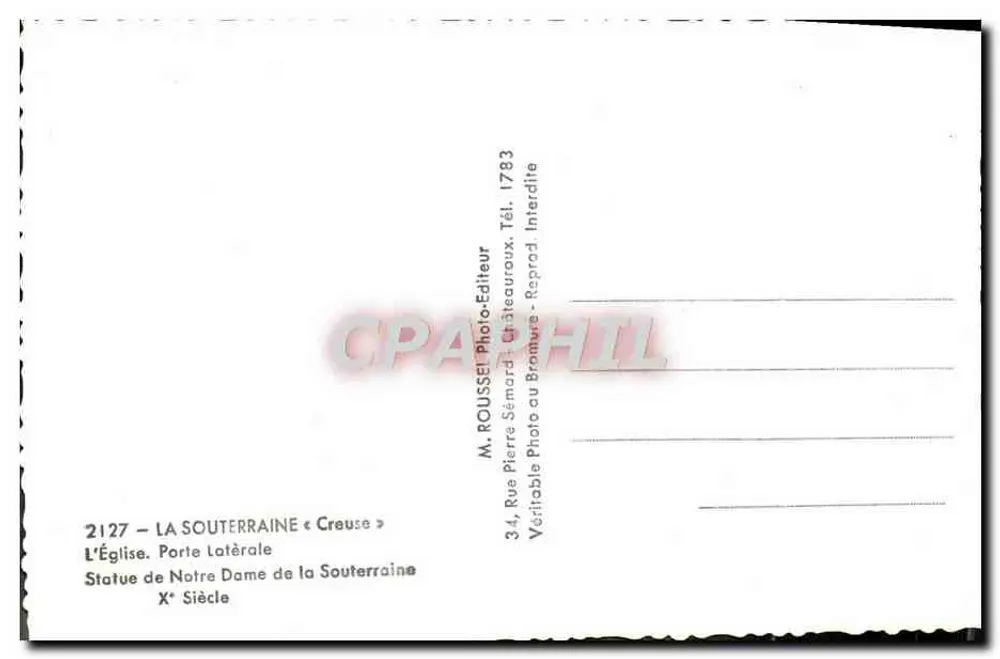 Die Kirche von La Souterraine — Seitenportal — M. ROUSSEL Fotoverlag - Rückseite