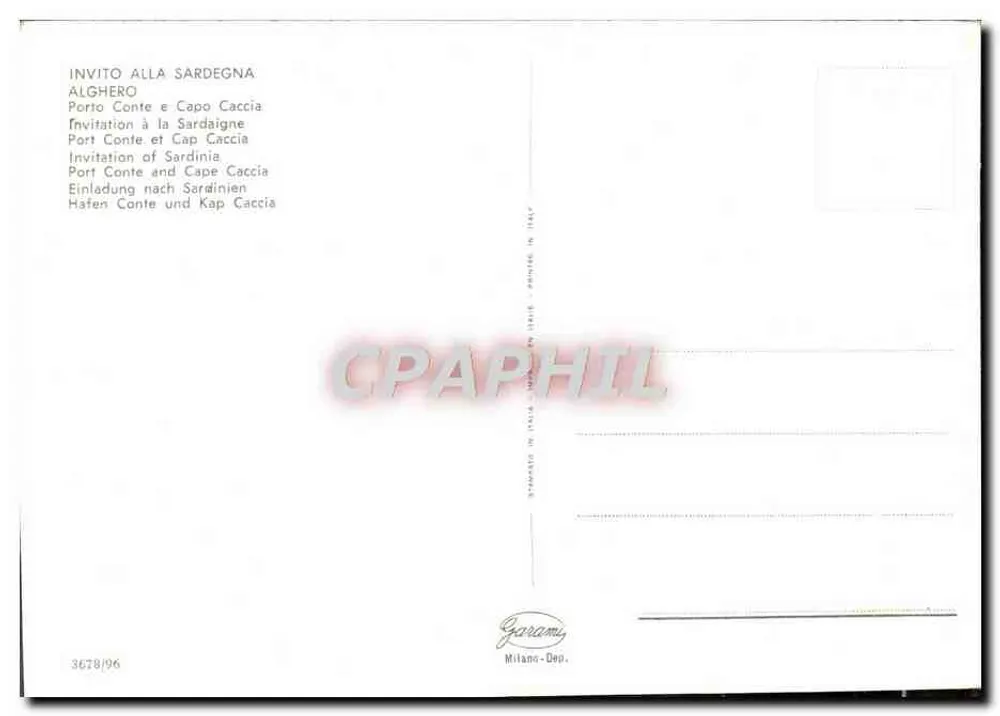 Cape Caccia — Algéro — Garami Milano-Dep. - Verso