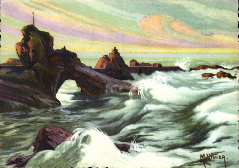 Biarritz — Rocher de la Vierge (contra-luz) — M. Vivier - Frente
