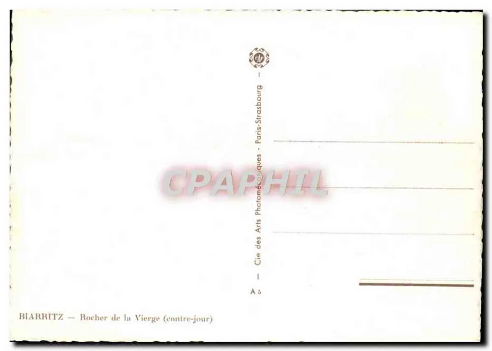 Biarritz — Rocher de la Vierge (contra-luz) — M. Vivier - Verso