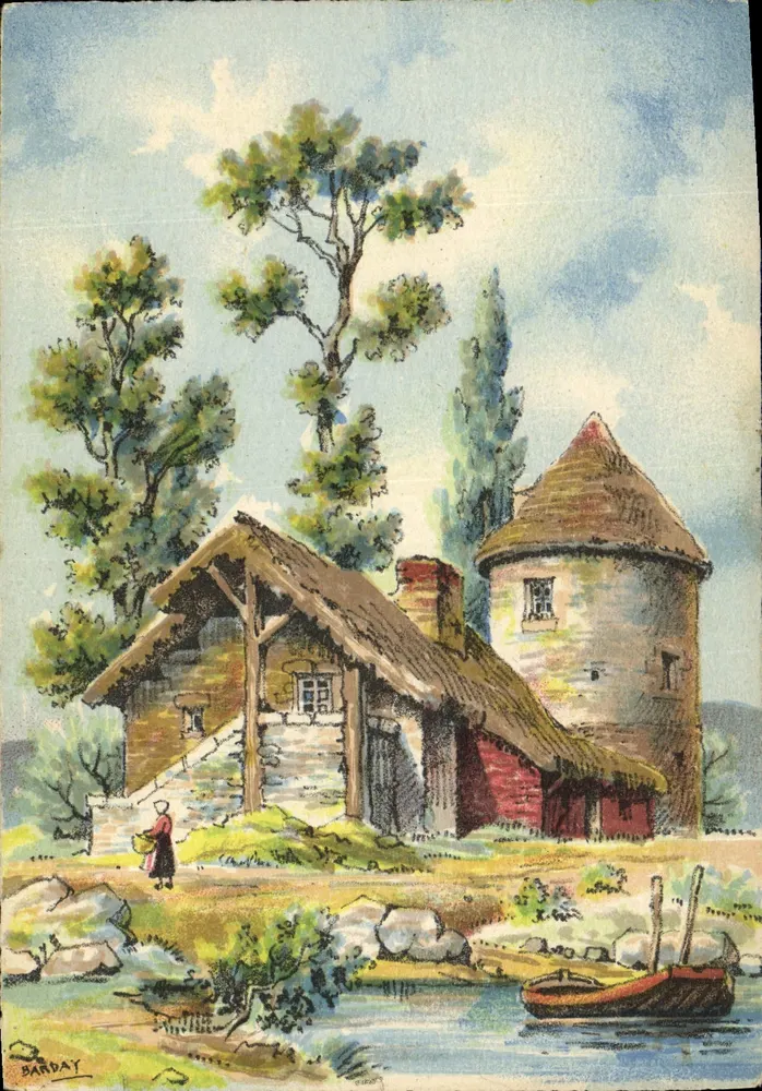 Windmühle und rustikales Haus — Illustration von Barday — Verlag M. Borre & J. Dewez - Vorderseite