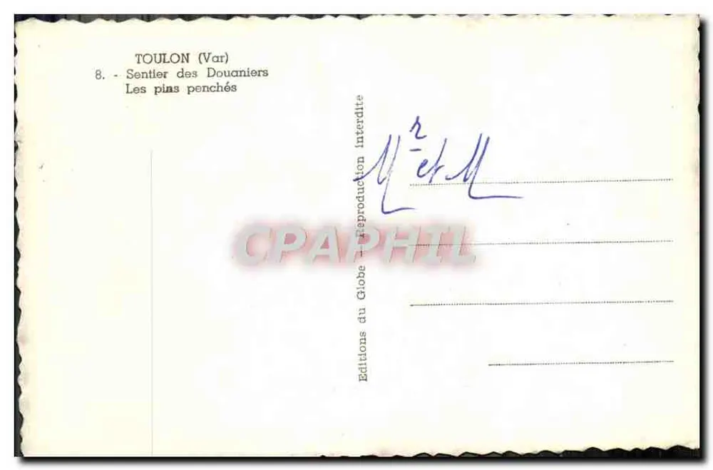 Toulon (Var) — Weg der Zollbeamten — Die geneigten Kiefern — Éditions du Globe - Rückseite