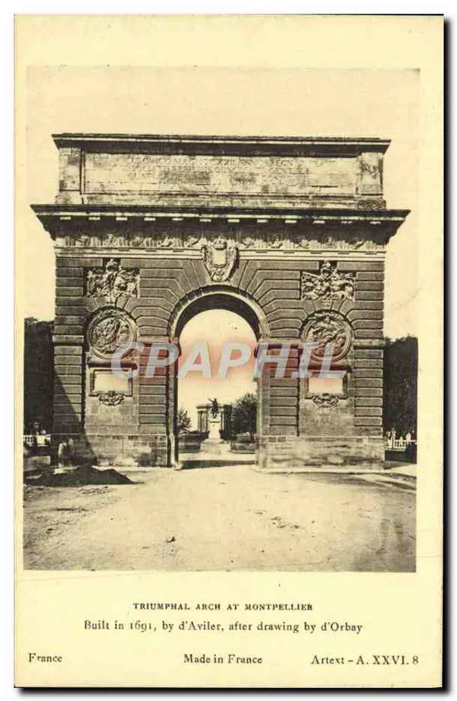 Arco Triunfal em Montpellier — editor Arttext, n° série A.XXVI.8 - Frente