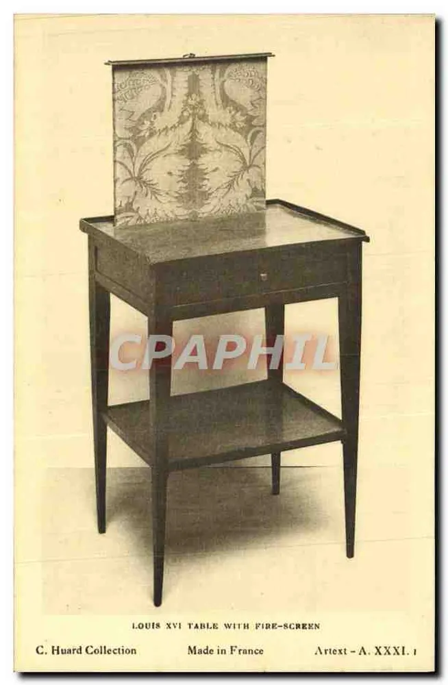Mesa Louis XVI com painel de fogo — C. Huard Collection — Arttext - A. XXXI. 1 - Frente