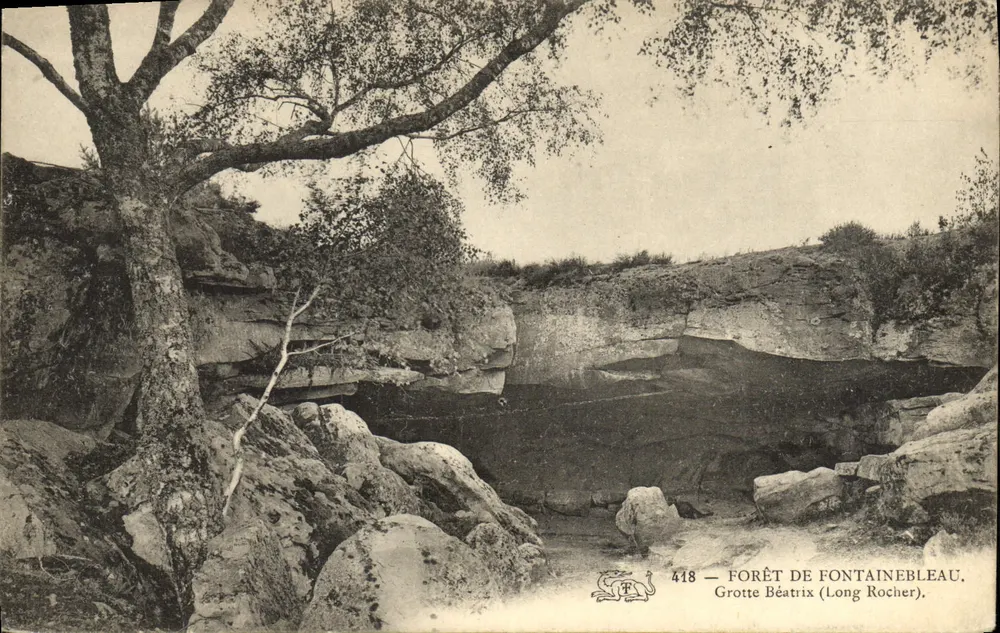 Gruta Béatrix (Long Rocher) — Floresta de Fontainebleau — editor anônimo, n° 418 - Frente