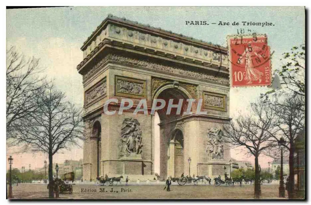 Paris — Arco do Triunfo — Edição M. J., Paris - Frente