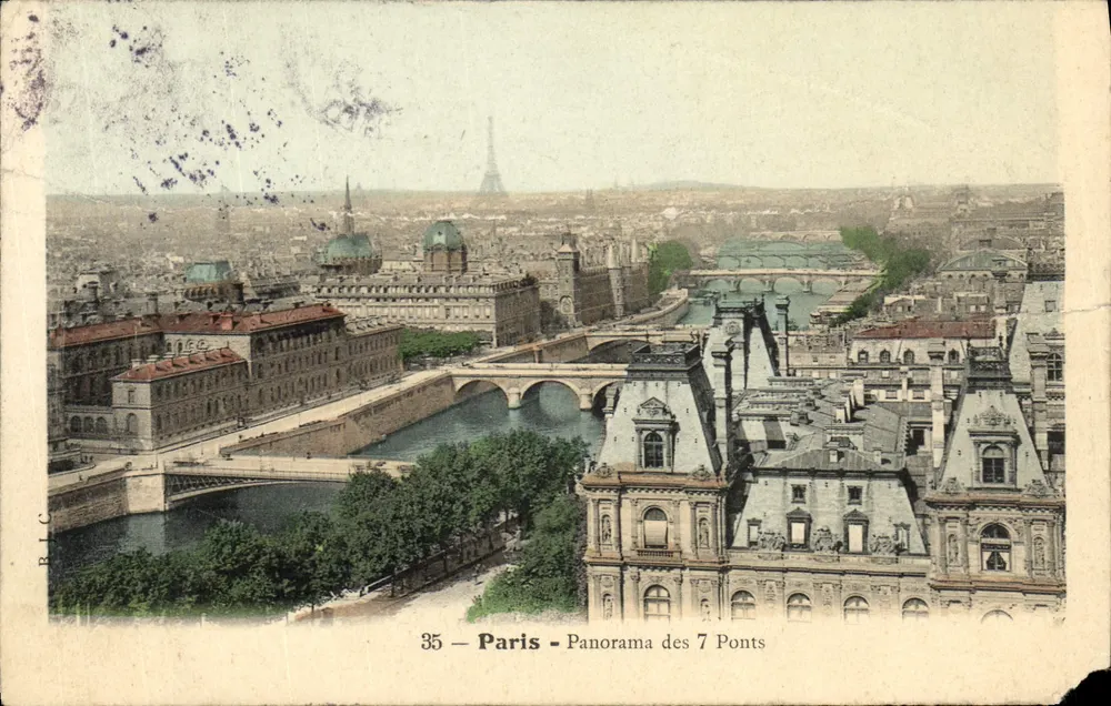 Paris — Panorama des 7 Ponts — Établissements Photo-Colore, 109, rue Lafayette, Paris - Frente
