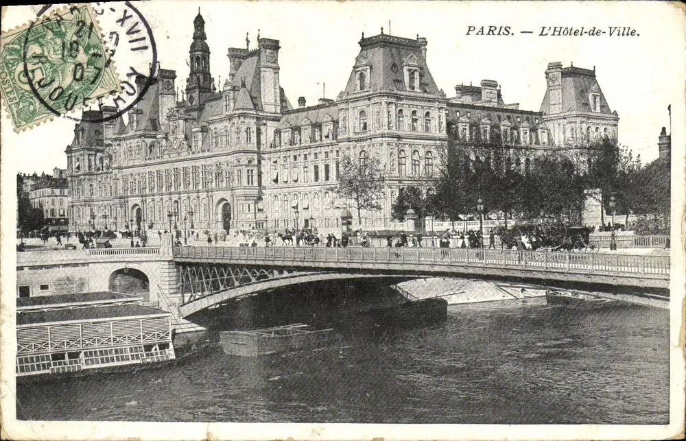 Paris — O Hôtel-de-Ville — editor não visível, número de série ilegível - Frente