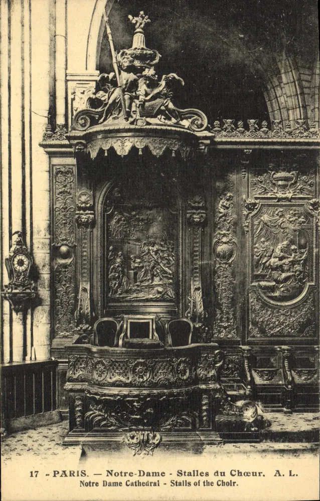 Notre-Dame - Stalles do Coro — Catedral de Paris — A. L. n°17 - Frente