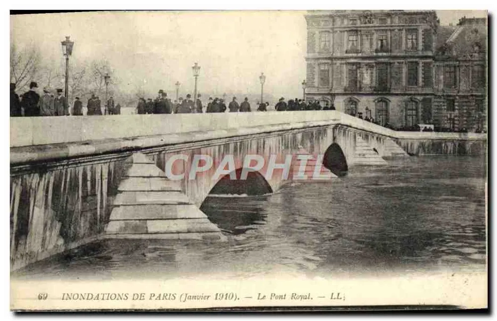Inundações de Paris — Janeiro 1910 — O Ponte Real — LL - Frente