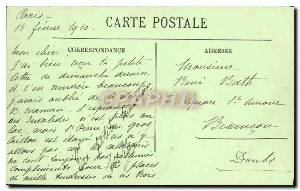 Inundações de Paris — Trem dos Invalides — LL n°85 - Verso