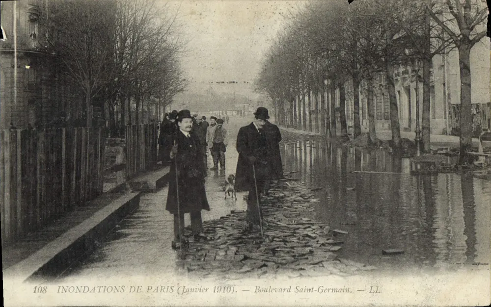 Inondations de Paris — Boulevard Saint-Germain — LL, n° 108 - Frente