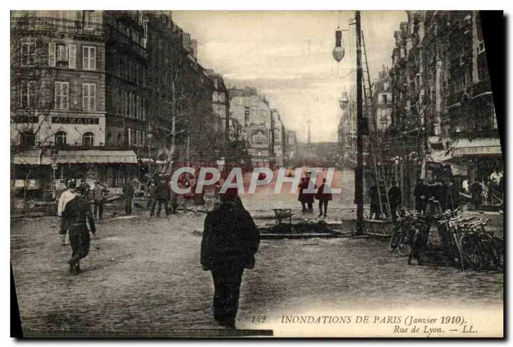 Powodzie w Paryżu (Styczeń 1910) — Rue de Lyon — LL, n° 142 - Awers