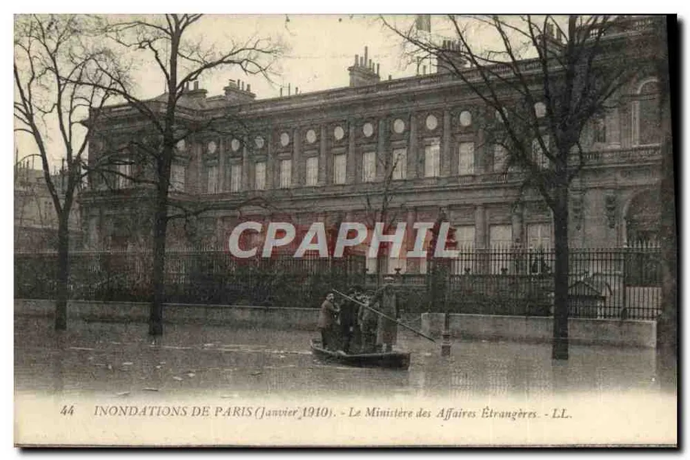 Überschwemmungen in Paris — Januar 1910 — Das Außenministerium — LL, Nr. 44 - Vorderseite